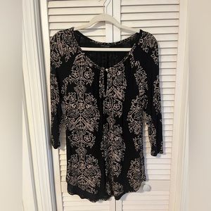 Lucky Brand Black & Tan Blouse